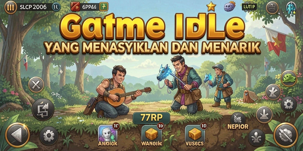 Screenshot gameplay 77RP menampilkan karakter mengumpulkan sumber daya dengan santai.