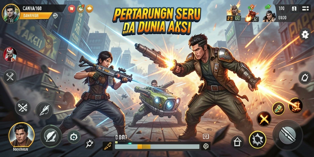 Tampilan gameplay menarik dari <strong>CANVA168</strong> dengan aksi pertarungan yang dinamis dan karakter unik.