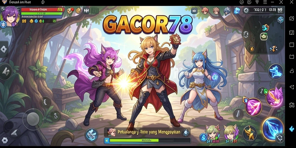 Screenshot utama GACOR78 menampilkan aksi seru karakter Anime.