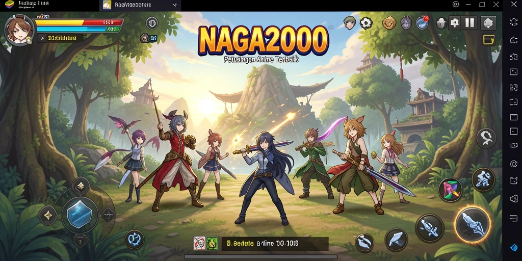Tampilan gameplay seru dari NAGA2000 dengan karakter anime menarik.