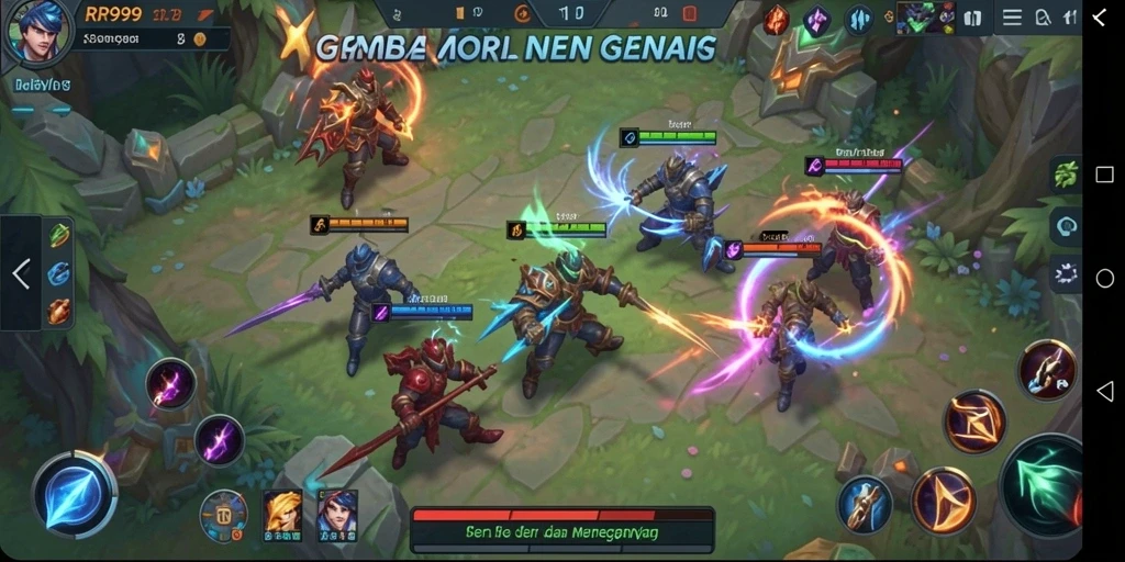 Gameplay menarik dan intens dari RR999 dalam pertempuran MOBA.