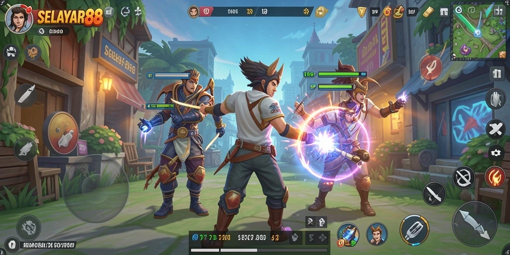 Tangkapan layar utama gameplay SELAYAR88 dengan banyak karakter dan lingkungan yang realistis.