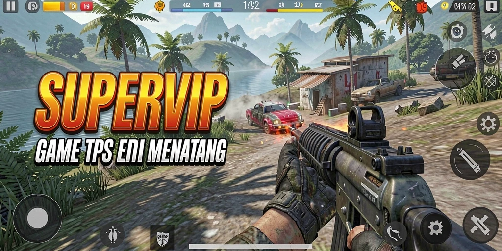 Tangkapan layar permainan <strong>SUPERVIP</strong> menampilkan aksi pertempuran TPS yang seru.